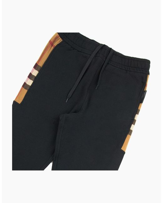 Burberry Blue Check Panel Cotton Jogging Pants for men