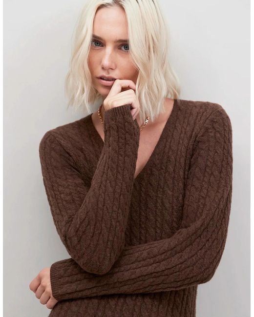 Ro&zo Brown Chocolate Cable Knit Dress
