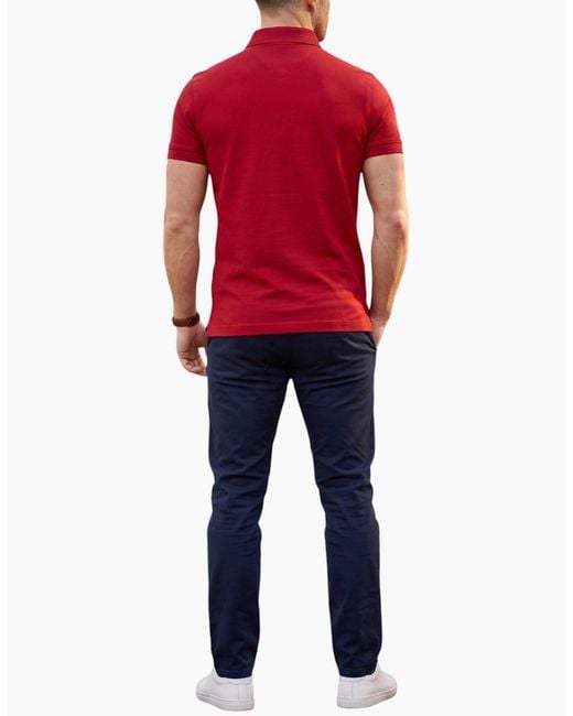 Tommy Hilfiger Red Polo Shirts Flag Logo Short Sleeve Cotton Casual New Tee for men
