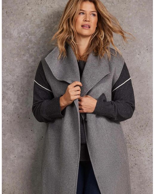 Live Unlimited London Gray Longline Sleeveless Wool Coat