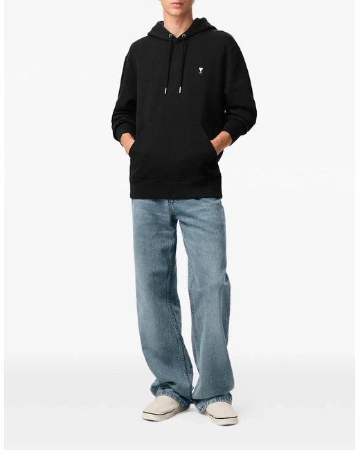 AMI Black Loopback Jersey Adc Hoodie for men