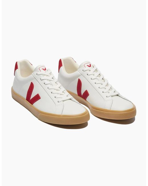 Veja Pink Esplar Logo Leather Trainer White_Pepper_Natural for men