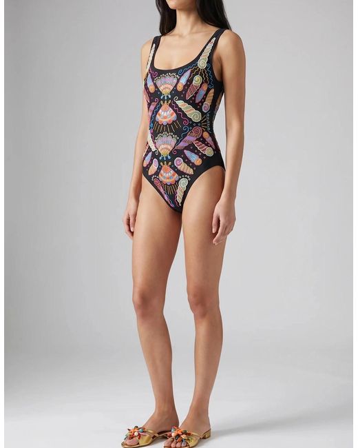 Oceanus Black X Zandra Rhodes Dreamy Dreamy One Piece Shell Swimsuit
