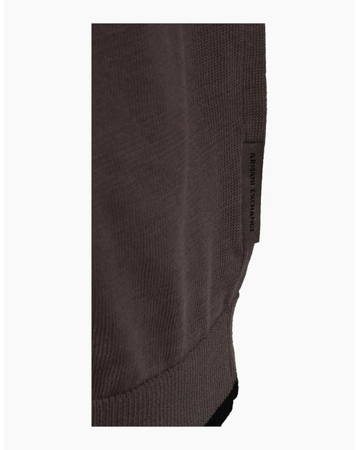 ARMANI EXCHANGE Brown Knitted Polo Shirt Driftwood for men