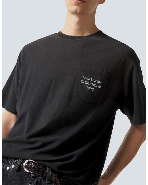 Acne Black Stockholm Logo Pocket T-Shirt for men
