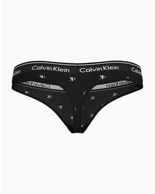 Calvin Klein Black Diamond Logo Print Thong