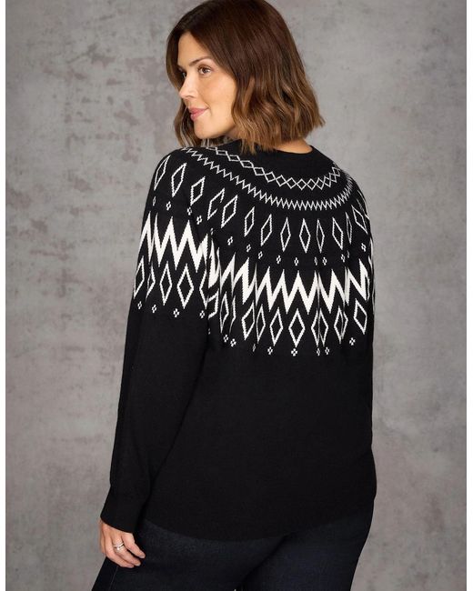Live Unlimited London Black Fairisle Knit Jumper