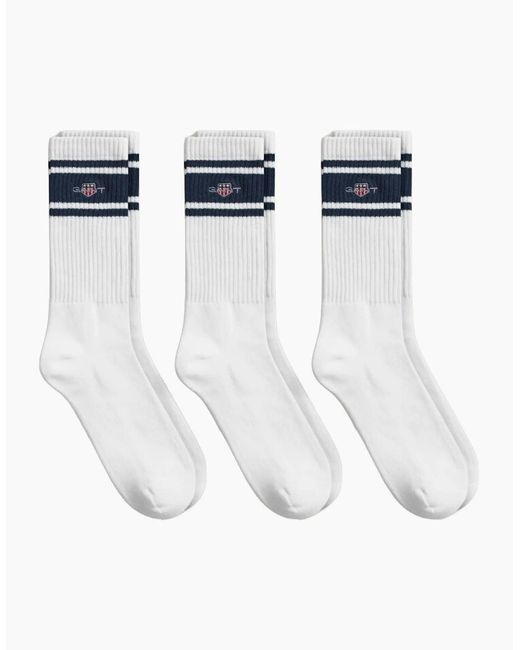 Gant White 3 Pack Shield Sports Socks for men