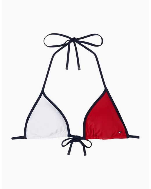 Tommy Hilfiger Red Logo Flag Colours Triangle Bikini Top