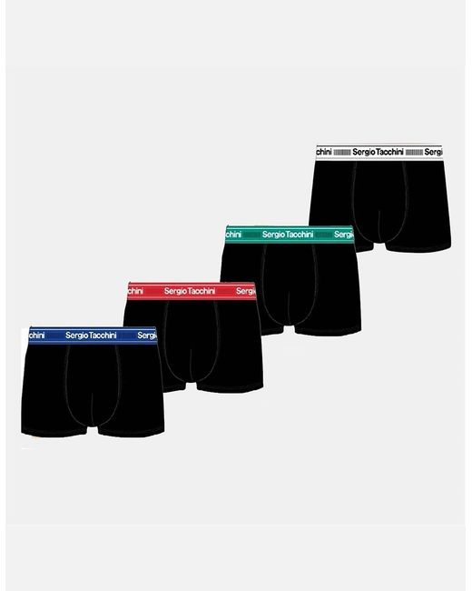 Sergio Tacchini Black 4 Pack Plain Design Boxer Brief for men