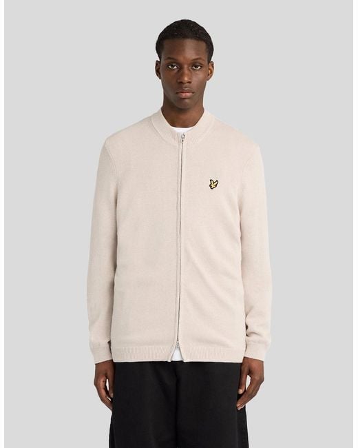 Lyle & Scott Natural Cotton Merino Zip Cardigan for men