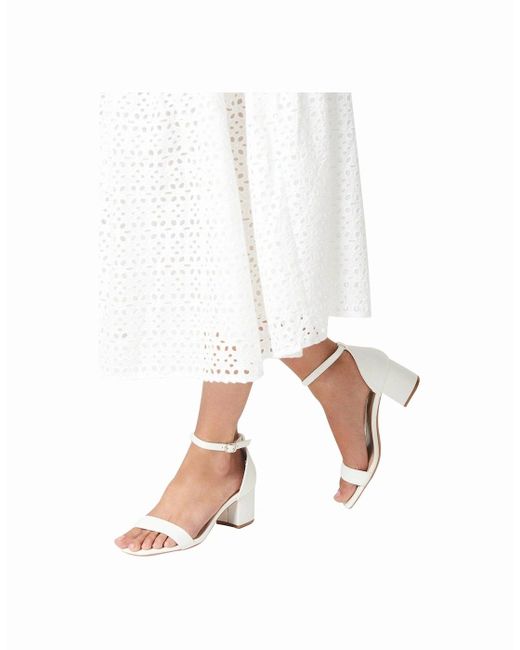 Dorothy Perkins White Ladies Sammy Block Heel Court Shoes