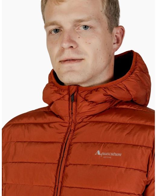 Aquascutum Orange Active Rlg Active 100 Gr Winter Rust Hooded Jacket for men