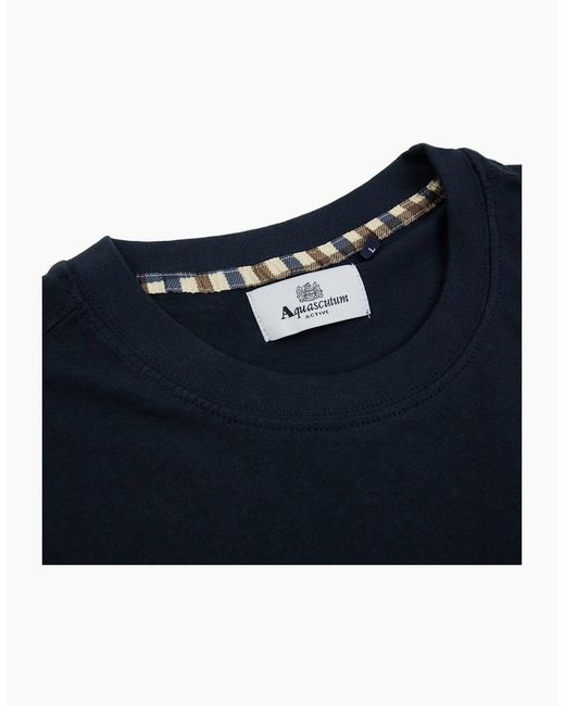 Aquascutum Blue Active Small Logo T Shirt for men