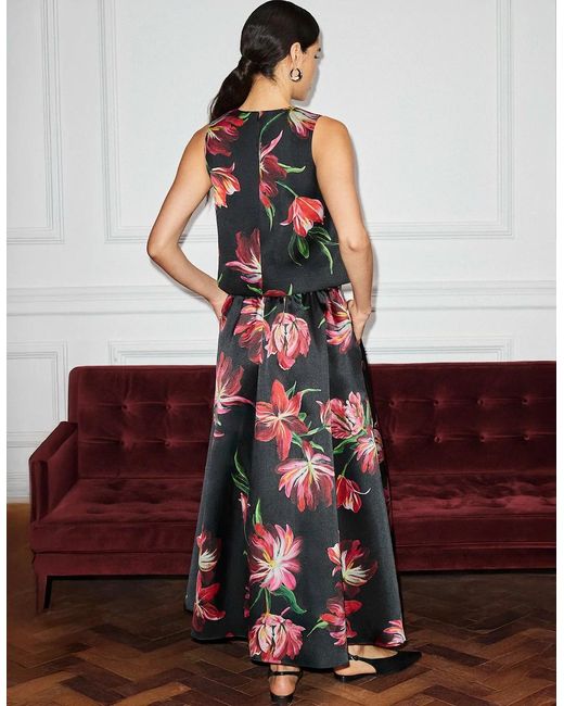 Ro&zo Red Hand Painted Tulip Full Skirt