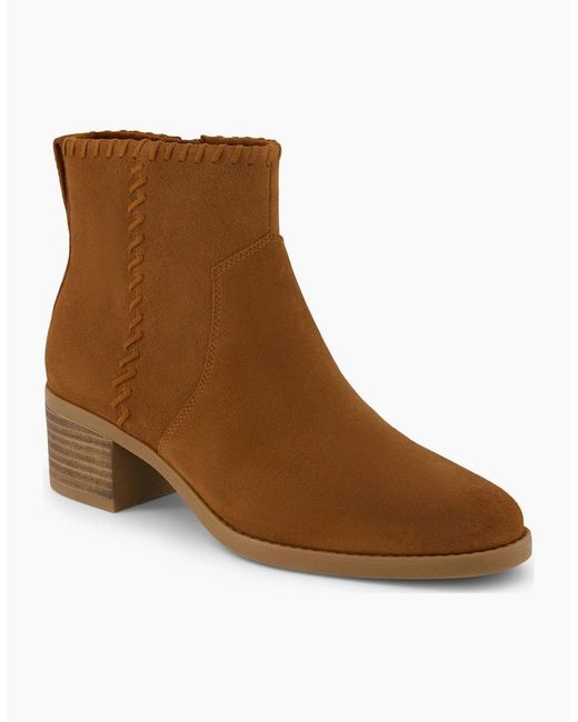 TOMS Brown Delilah Heeled Suede Tan Heeled Ankle Boots