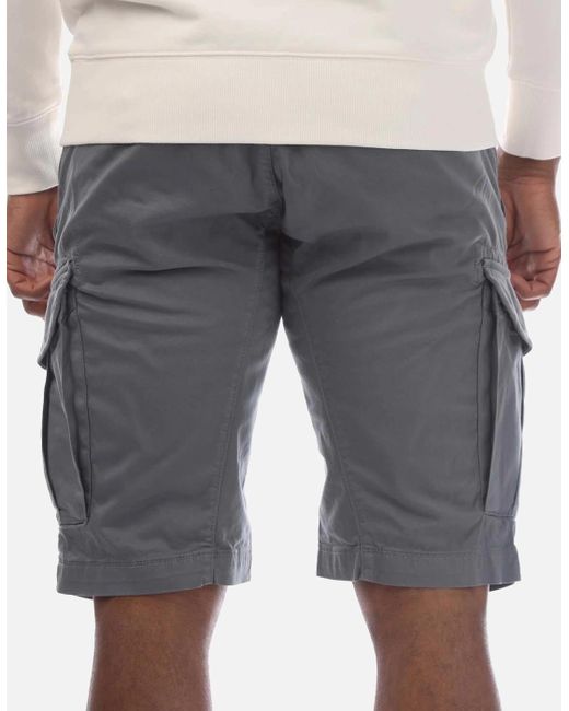 C P Company Gray Stretch Sateen Cargo Shorts for men