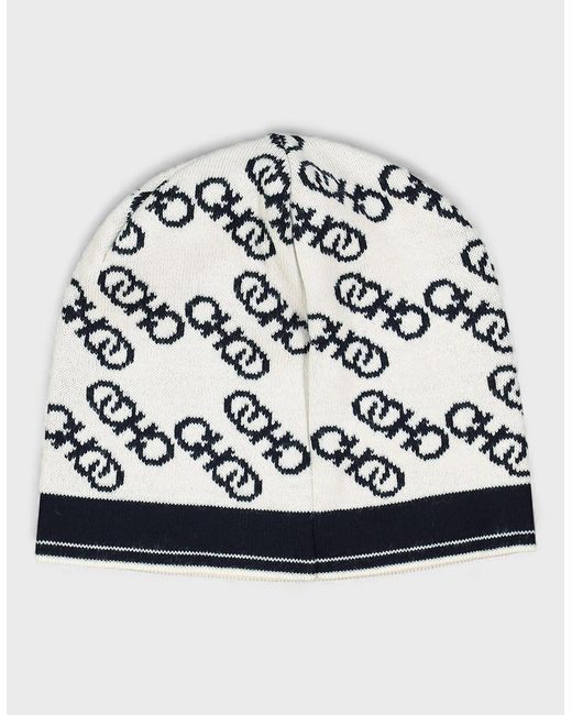Jimmy Choo Blue Logo Wool Blend Beanie