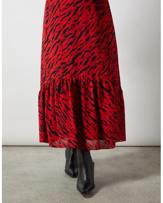 Ro&zo Red Petite Zebra Print Tie Back Midi Dress