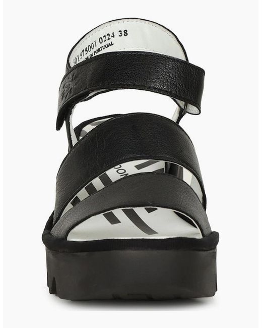 Fly London Black Bexy Wedge Heel Sandals