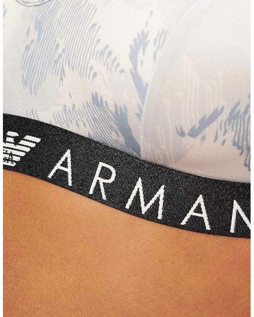 Emporio Armani White Visibility Padded Bralette, Birds Powder Print