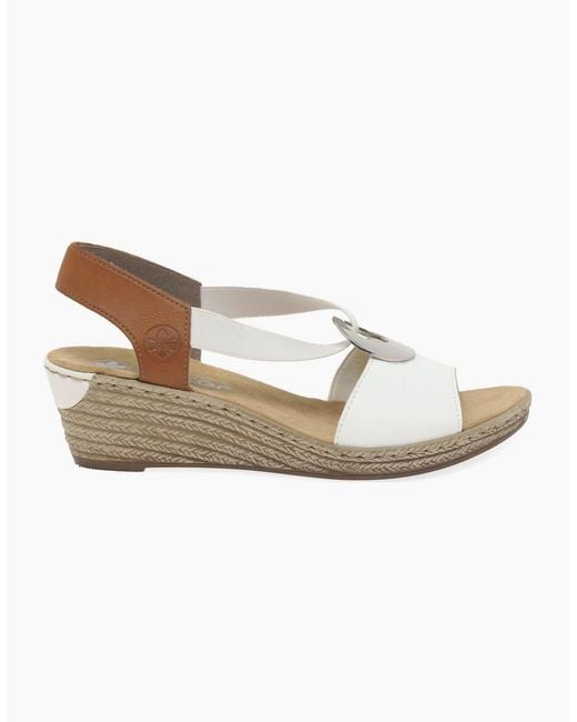 Rieker White Alula Wedge Heel Sandals