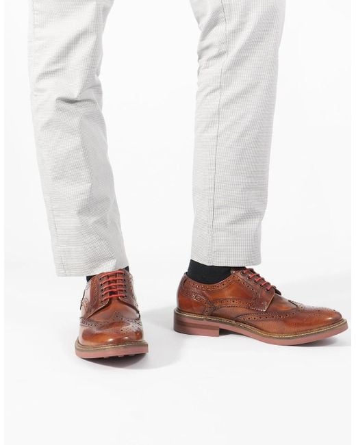 Base London Brown London Woburn Polished Leather Brogue Shoes Tan for men