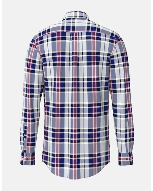Fynch-Hatton Blue Washed Oxford Check Shirt for men