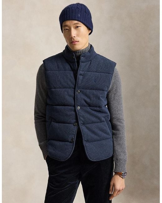 Polo Ralph Lauren Blue Double Knit Jacq Gilet 002 Winter Heather-Dogtooth for men