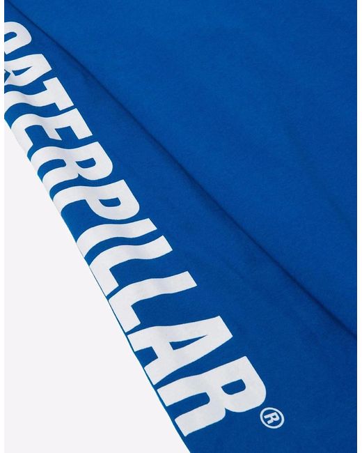 Caterpillar Blue Trademark Banner Long Sleeve T-Shirt Memphis for men
