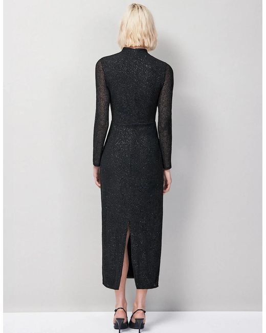 Ro&zo Black Cleo Flocked Cut Out Detail Dress