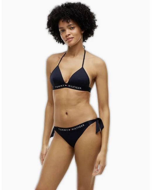 Tommy Hilfiger Black Th Original Cheeky Side-Tie Swim Bikini Bottoms