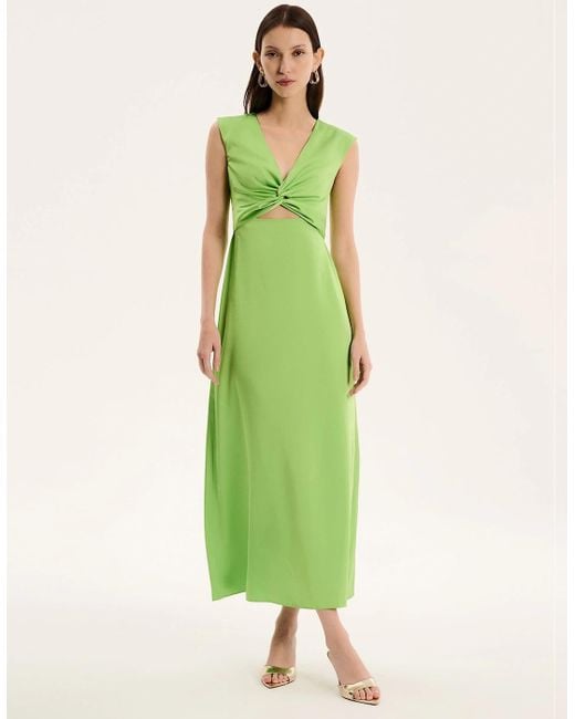 OMNES Green Marin Twist Satin Dress