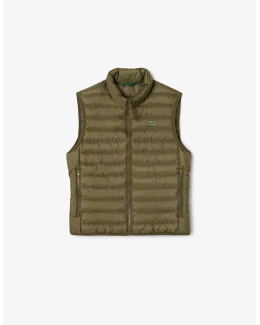 Lacoste Green Solid Patterned Zipped Pocket Puffer Coat for men