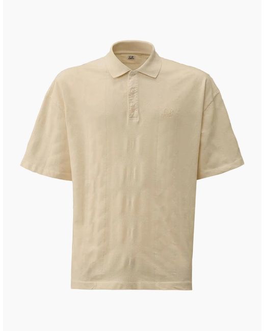 C P Company Natural Jersey Jacquard Multi Pattern Polo for men