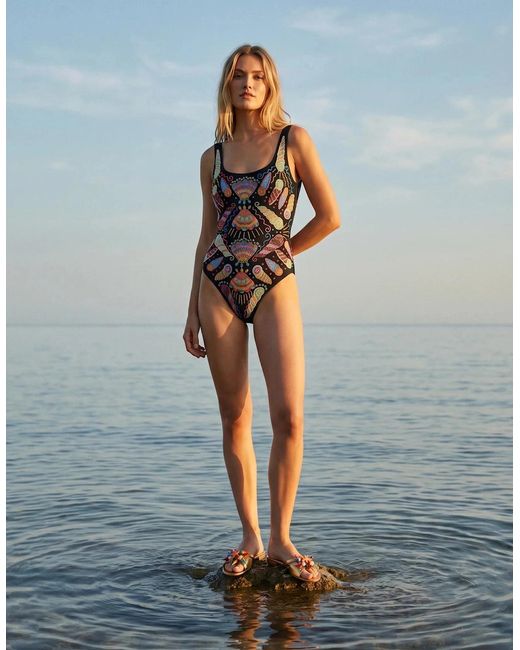 Oceanus Black X Zandra Rhodes Dreamy Dreamy One Piece Shell Swimsuit