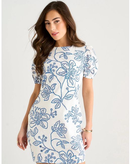 Gini London Blue Floral Print Mini Dress