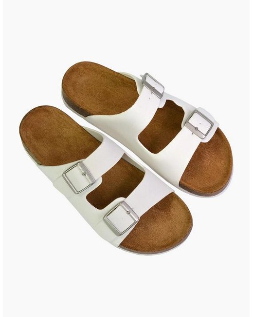 XY London White Ladies Star Double Strap Buckle Summer Flat Sandals