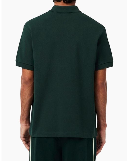 Lacoste Green Polo Shirts Classic Fit Landscape Crocodile Pique Golf Polo Shirt for men