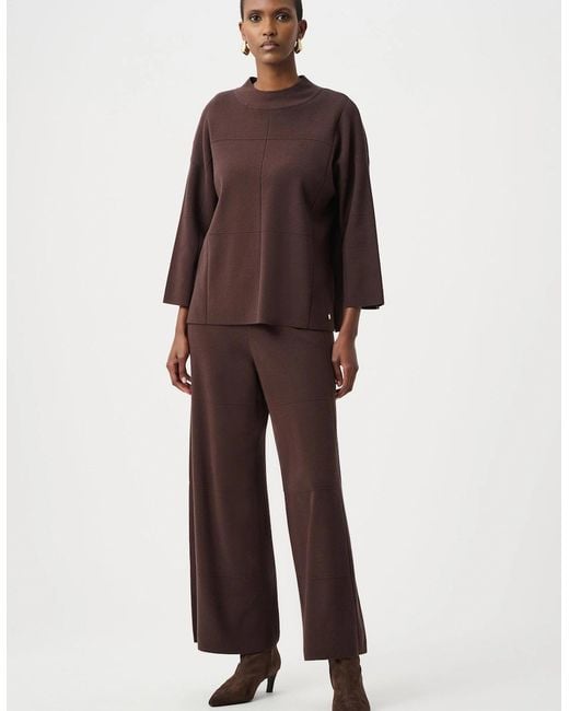 Joseph Ribkoff Brown Brushed Viscose Straight Sweater With Mock Neck