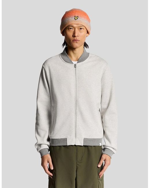 Lyle & Scott Gray Half Raglan Sleeve Jersey Bomber for men