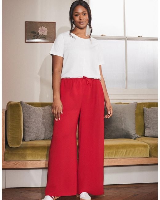 Live Unlimited London Red Drawstring Wide Leg Trouser