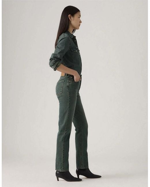 Levi's Green 501 Five Pocket Straight Leg Jeans