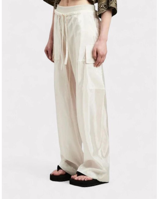 Palm Angels White Satin Parachute Trousers