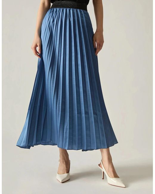 James Lakeland Blue Pleated Maxi Skirt