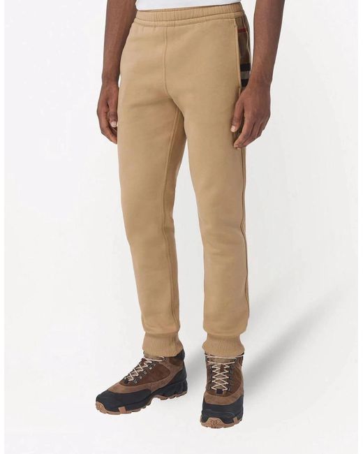 Burberry Natural Check Panel Jogging Pants Camel for men
