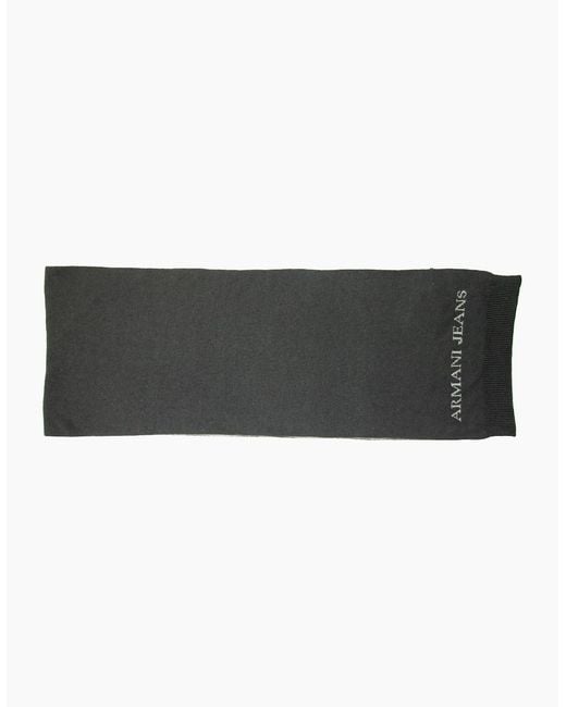 Armani Jeans Black Logo Reversible Scarf Dark for men