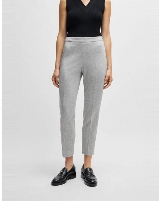 Boss Gray Tilunara Solid Patterned Slim Chinos