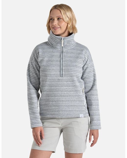 Craghoppers Gray Ladies Daisy Stripe Half Zip Fleece Top