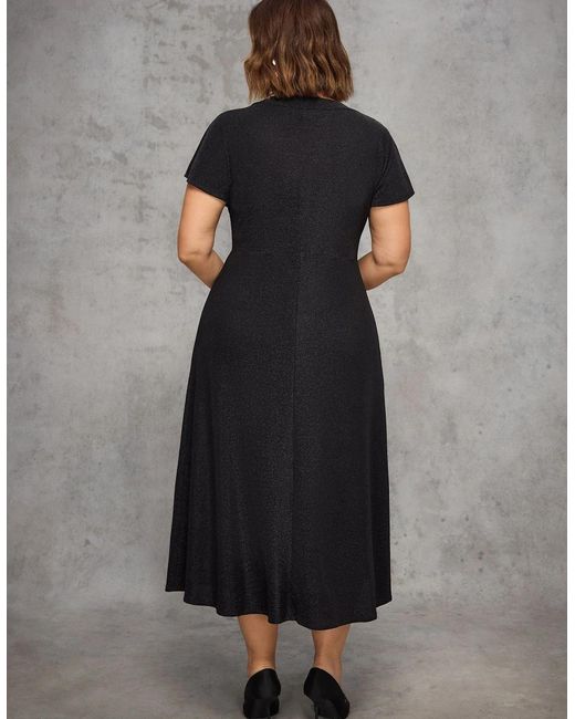 Live Unlimited London Black Sparkle Jersey Short Sleeve Dress